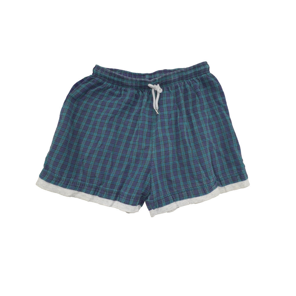 Pro Spirit Plaid Lounge Shorts Men’s Medium Blue Green Check Elastic Waist Draws